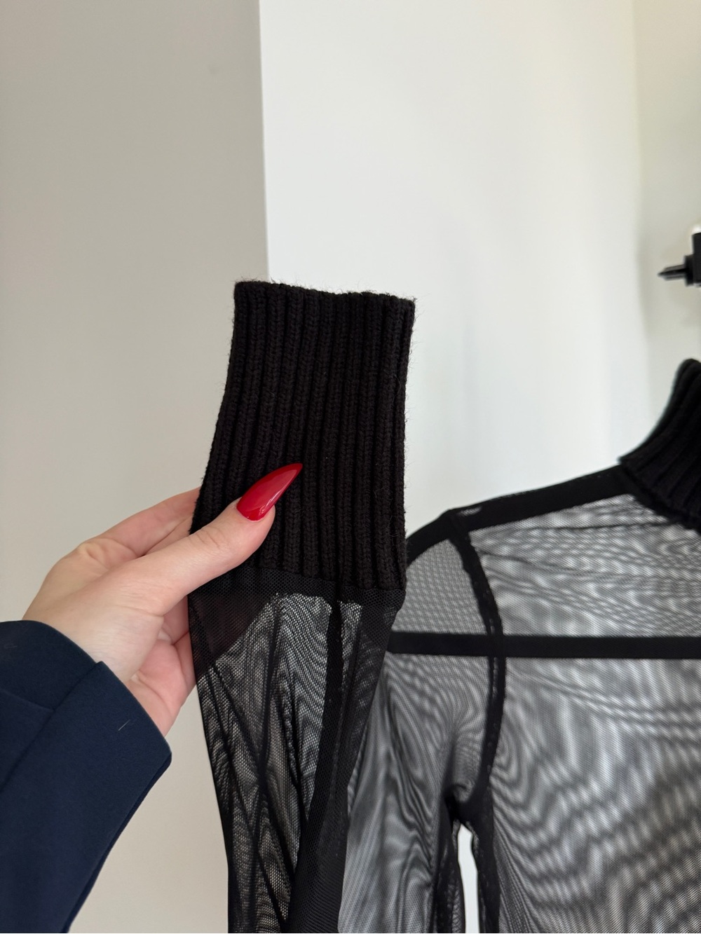 Zara Black Sheer Mesh Turtleneck Long-Sleeve Top - Picture 3 of 13